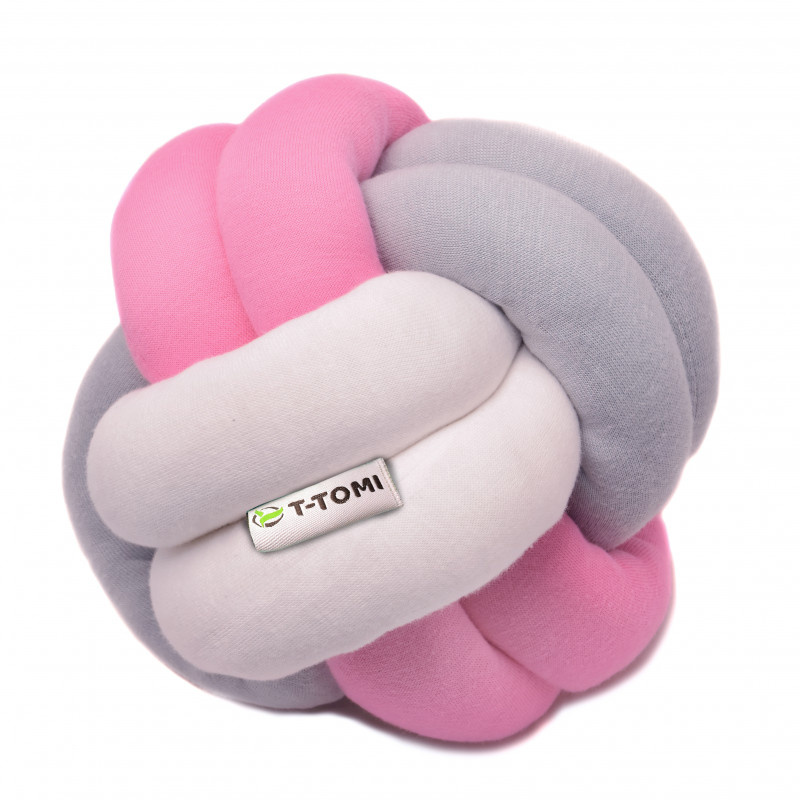 T-TOMI Pletený míček, white - grey - pink