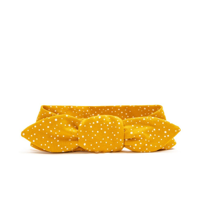 T-TOMI Zavazovací čelenka - dětská, mustard dots