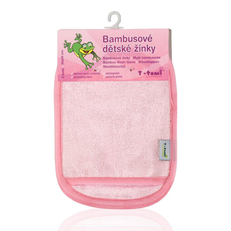 T-TOMI Koupací žínky - rukavice Pink - White ST
