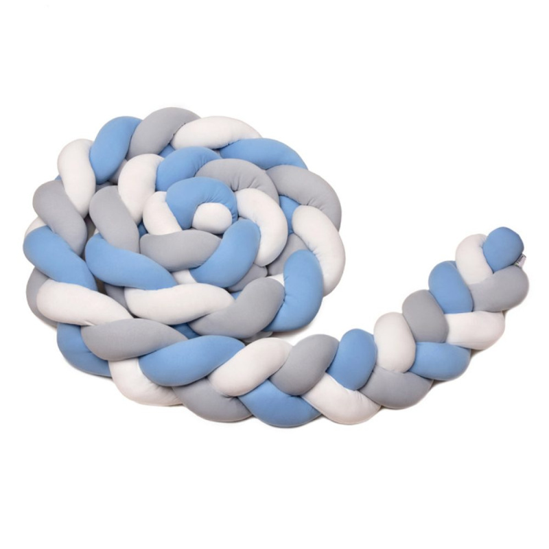 T-TOMI Pletený mantinel 220 cm, white + grey + blue