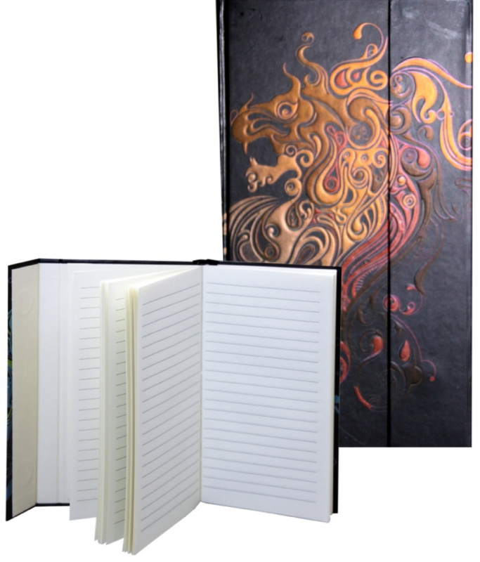 Zápisník černý s červeným abstrakt. drakem C (s magnetickou klopou)