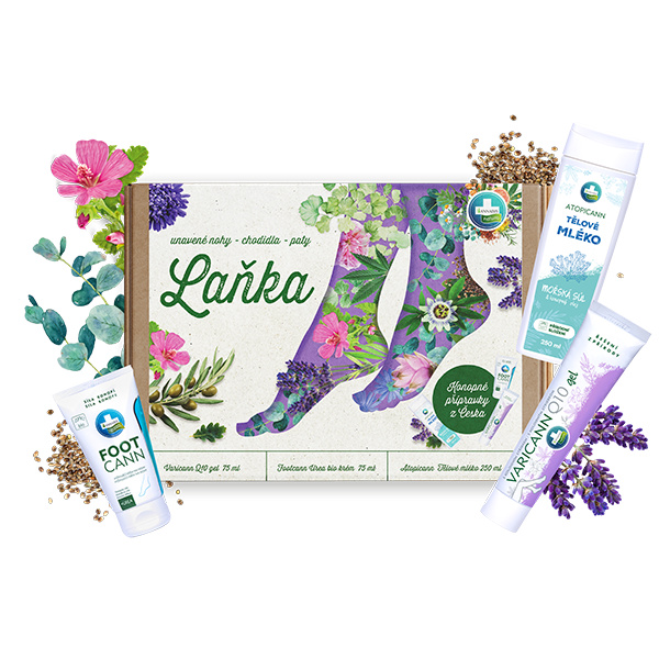 Dárková sada přírodní kosmetiky z konopí LAŇKA - péče o nohy, chodidla a paty