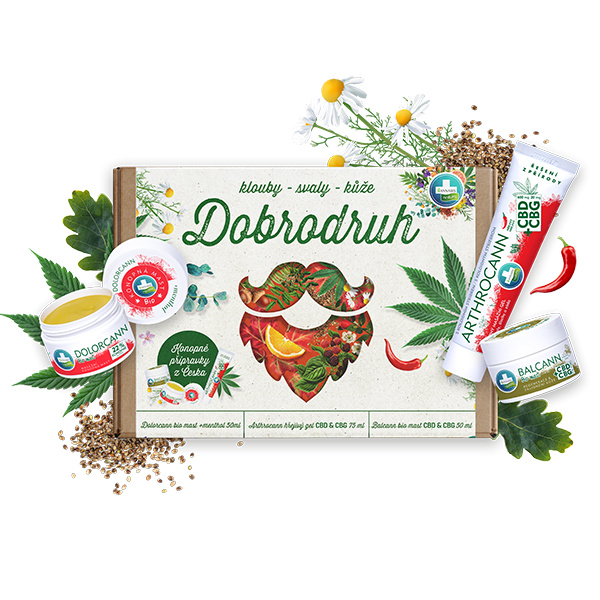 Dárková sada přírodní kosmetiky z konopí DOBRODRUH - péče o svaly, klouby a kůži