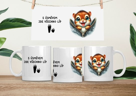 Hrneček čumáček 330ml porcelán Veverka
