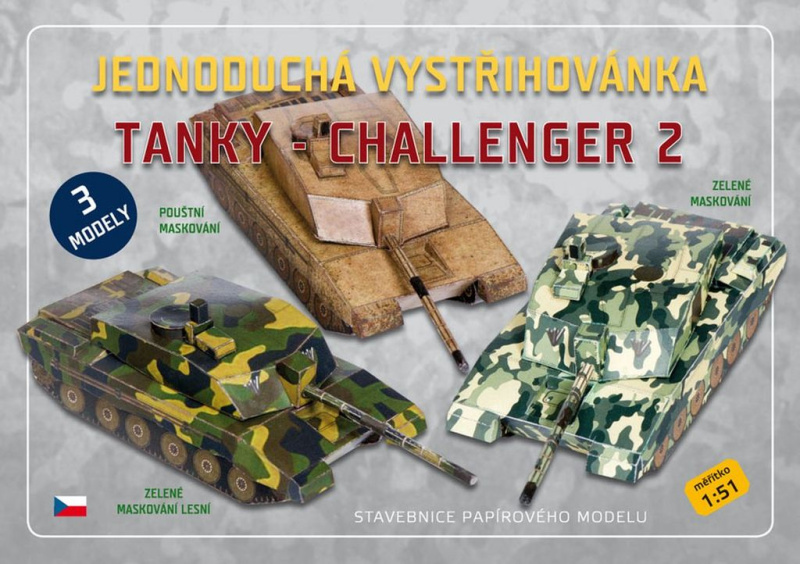 Jednoduchá vystřihovánka - Tanky Challenger 2 (Stavebnice papírového modelu)