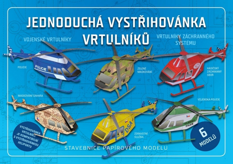 Jednoduchá vystřihovánka vrtulníků (Stavebnice papírového modelu)