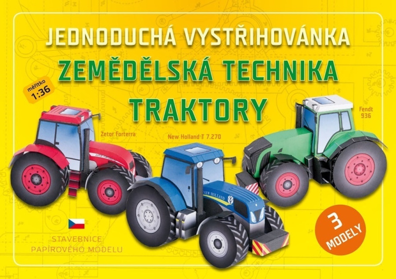 Jednoduchá vystřihovánka: zemědělská technika - traktory