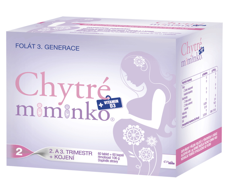 ONAPHARM Chytré miminko 2 methylfolát + vitamin D3 a DHA 60 tablet + 60 kapslí