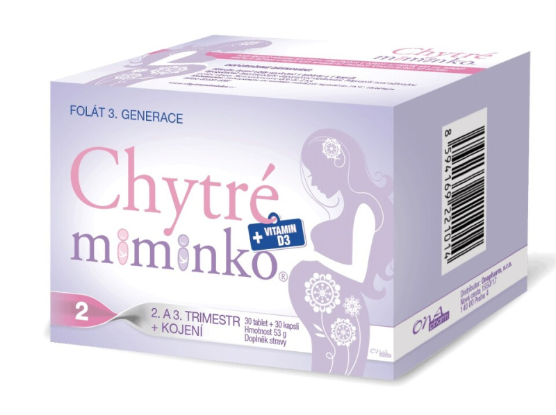 ONAPHARM Chytré miminko 2 methylfolát + vitamin D3 a DHA 60 tablet + 60 kapslí