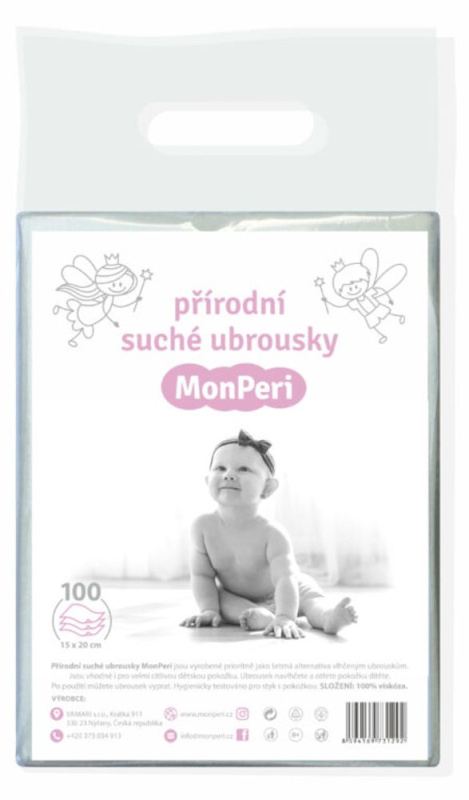 MonPeri Dry Baby Wipes čisticí ubrousky pro děti od narození 100 ks