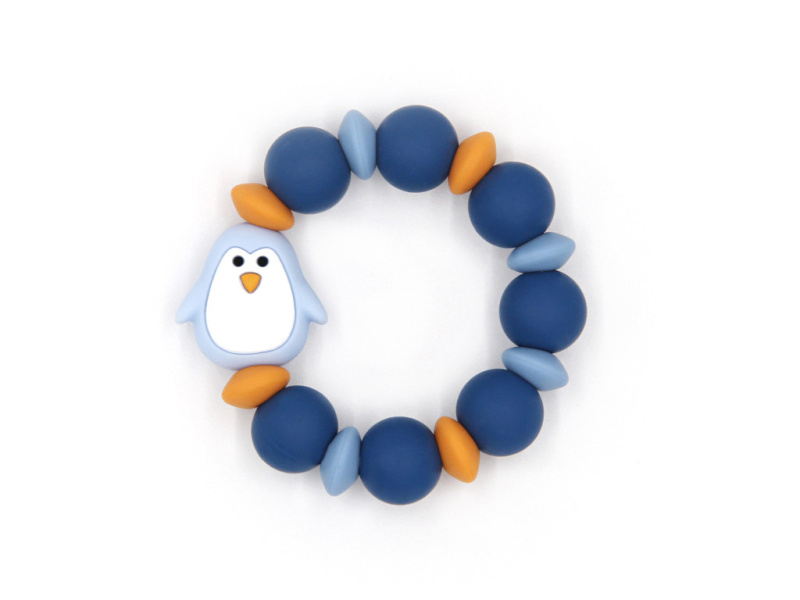 Mimijo Silikonové kousátko tučňák - modré