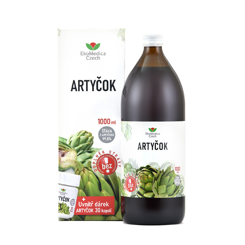 EKOMEDICA Artyčok 1000 ml + DÁREK Artyčok 30 kapslí