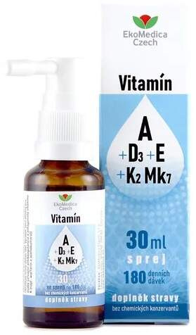 Ekomedica Vitamín A+D3+E+K2 Mk7 sprej 30 ml