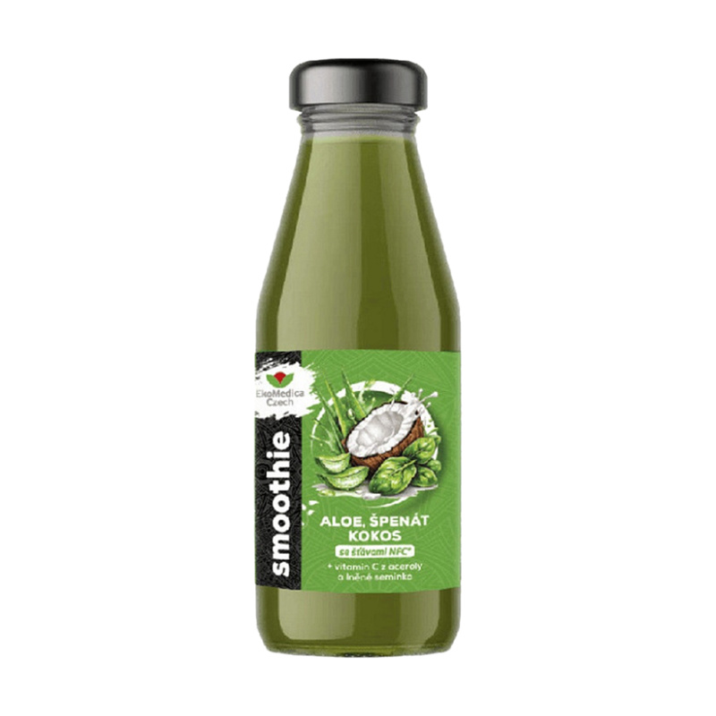 EKOMEDICA Smoothie Aloe, Špenát, Kokos 250 ml