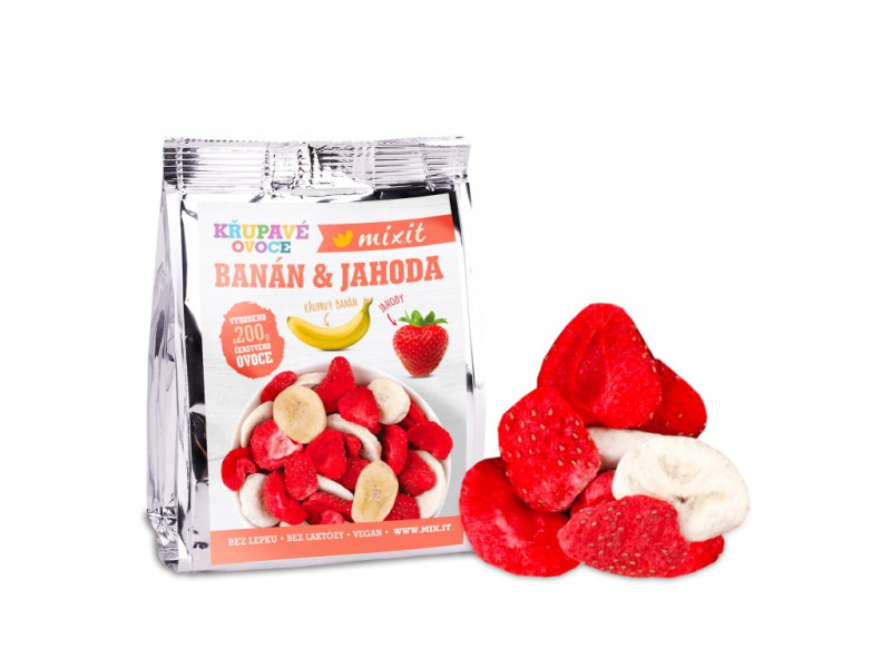 Mixit Křupavé ovoce do kapsy - Banán + Jahoda, 23 g