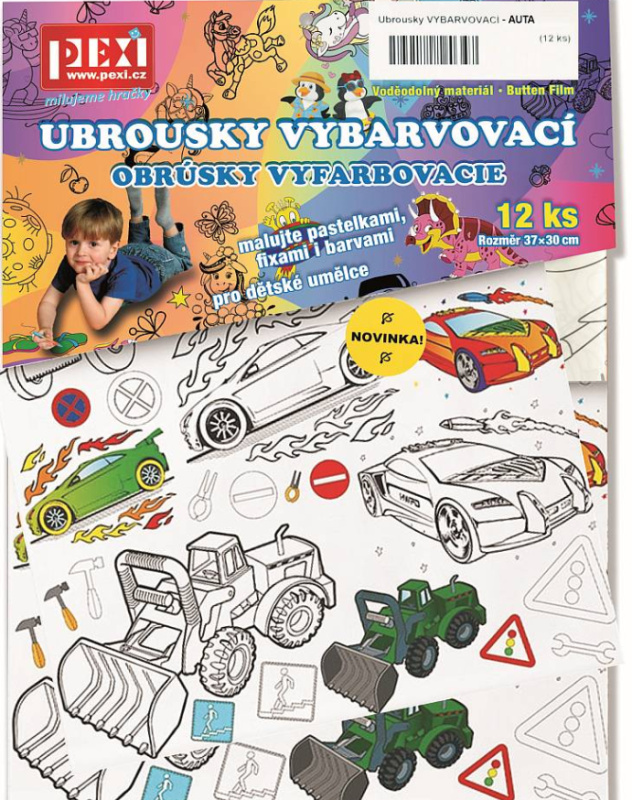 Pexi Vybarvovací ubrousky - Auta