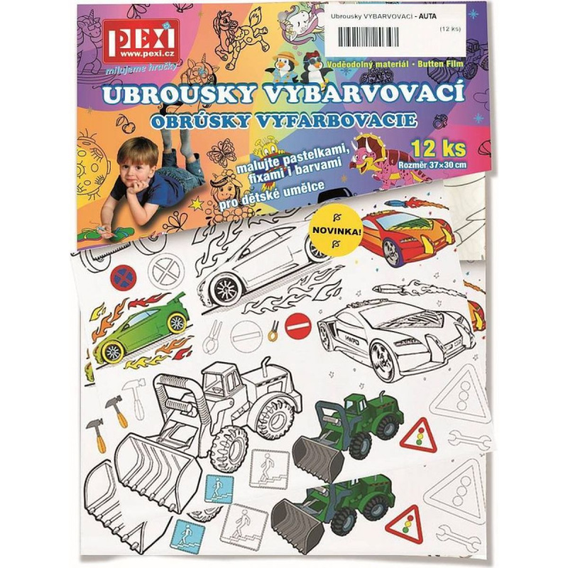 Pexi Vybarvovací ubrousky - Auta