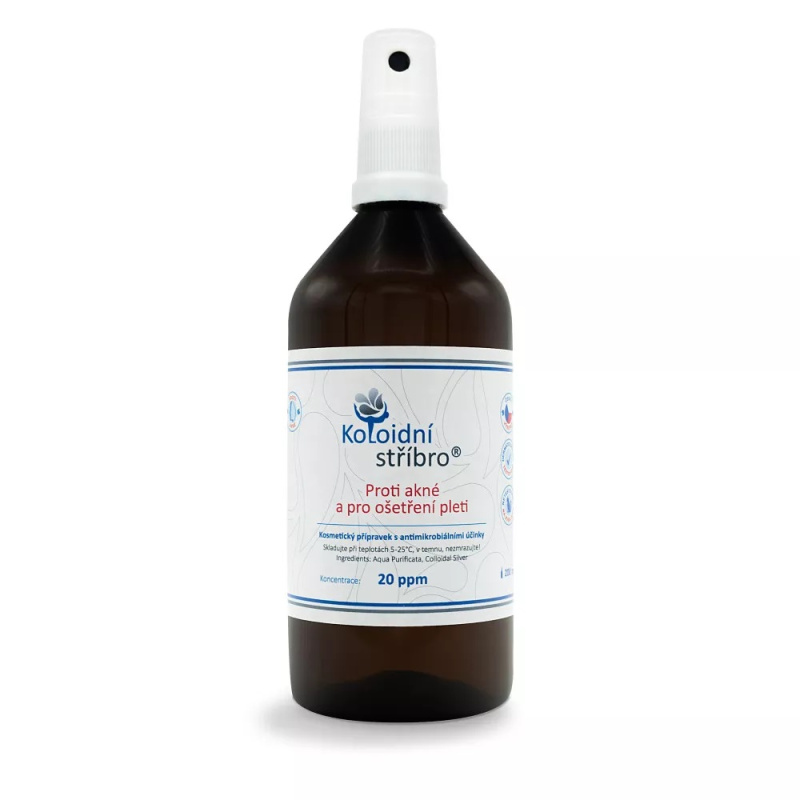 Koloidní stříbro s.r.o. Koloidní stříbro Proti akné 20ppm Objem: 200 ml