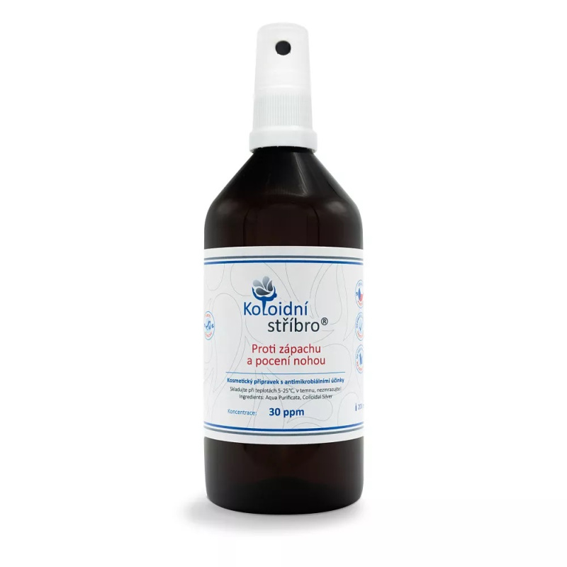 Koloidní stříbro s.r.o. Koloidní stříbro Proti zápachu a pocení nohou, 30ppm Objem: 200 ml