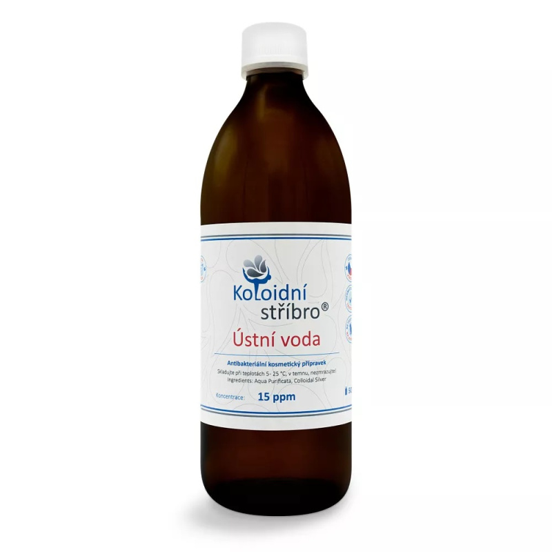 Koloidní stříbro s.r.o. Koloidní stříbro Ústní voda 15ppm Objem: 500 ml SKLO