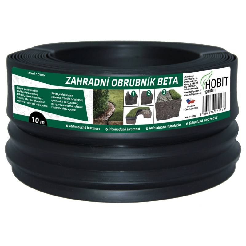 HOBIT garden Zahradní obrubník BETA černý 12 cm x 10 m