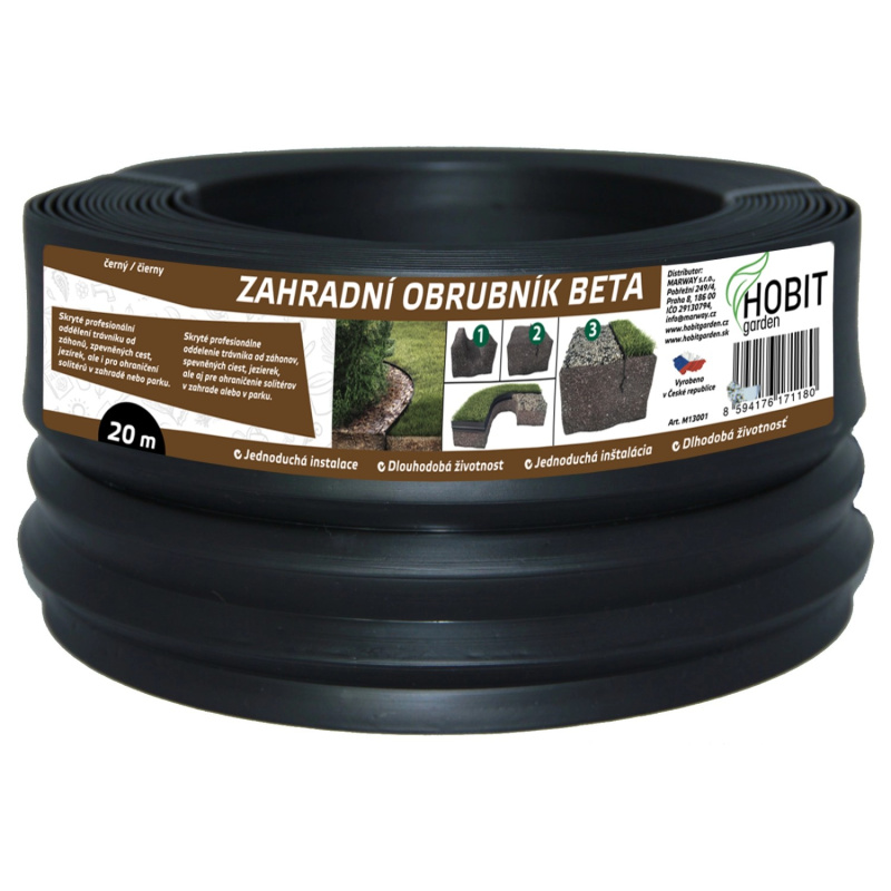 HOBIT garden Zahradní obrubník BETA černý 12 cm x 20 m