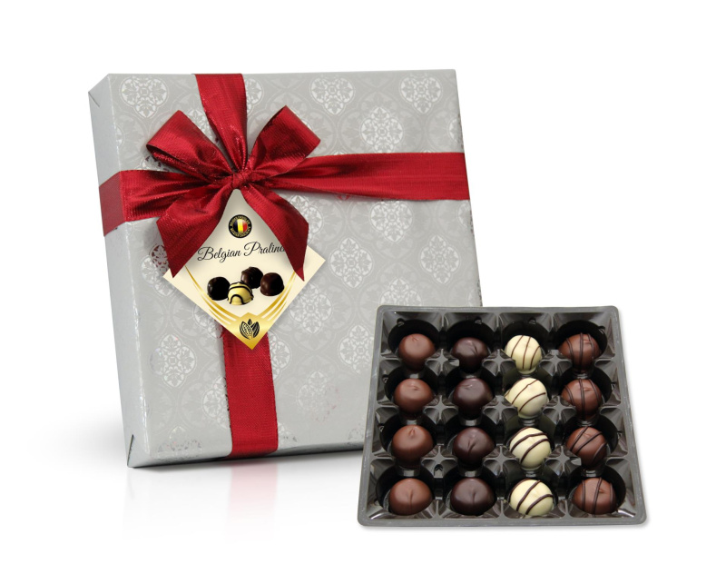 Belgické pralinky ve vánočním papíru s mašlí, 200 g