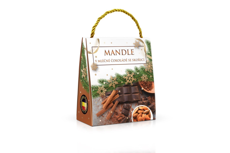 Mandle v mléčné čokoládě a skořici v taštičce, 200 g