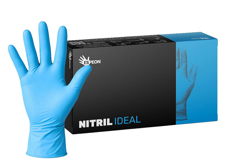 Espeon Nitril Ideal3 Examination Gloves Blue nitrilové nepudrované vyšetřovací a ochranné rukavice velikost L 100 ks