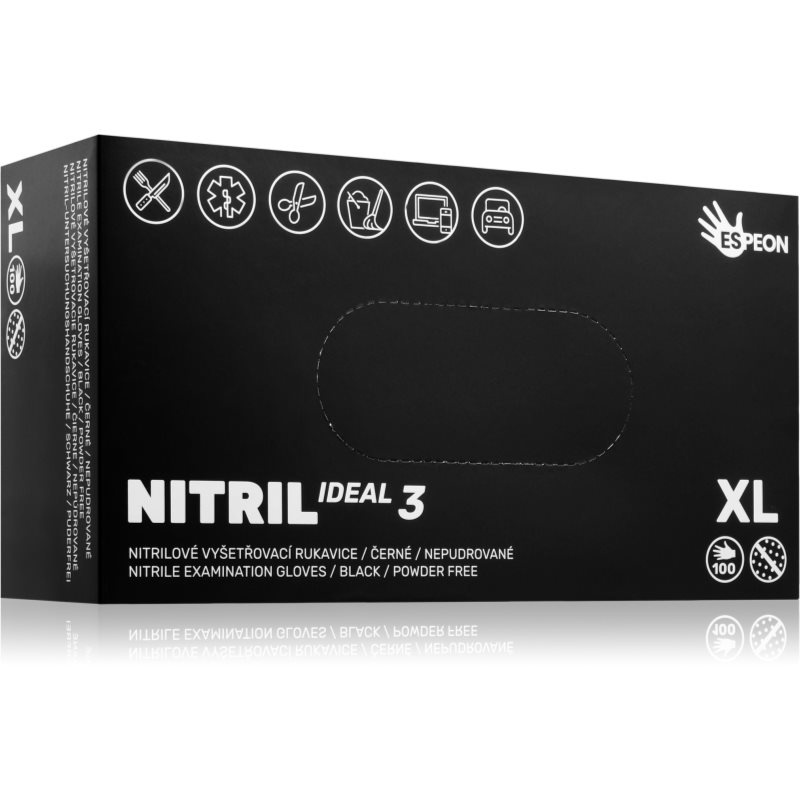 Espeon Nitril Ideal3 Black nitrilové nepudrované rukavice velikost 100 ks