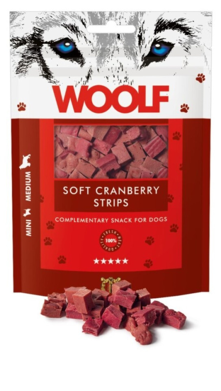 WOOLF pochoutka soft cranberry strips  100g