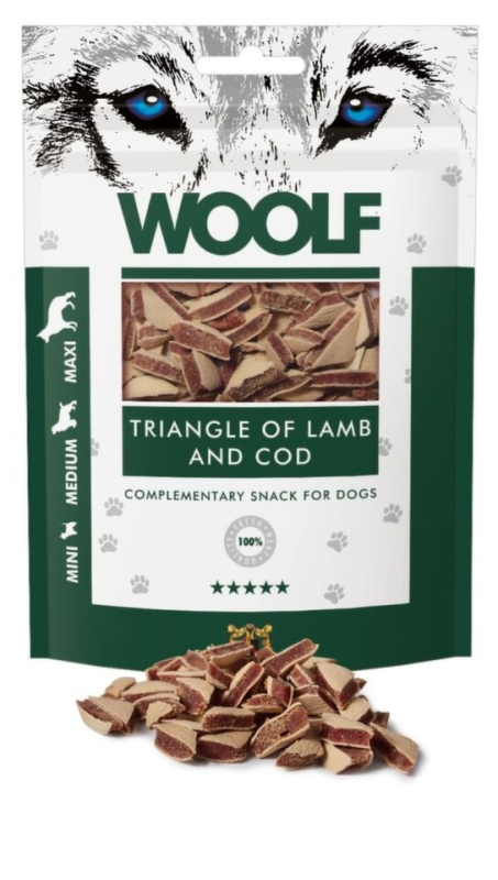WOOLF pochoutka Lamb and Cod Triangle  100g