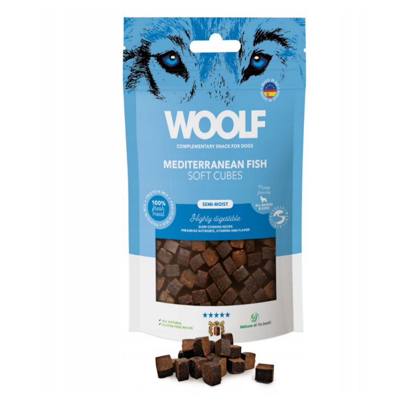 WOOLF pochoutka Soft Cubes Mediteranean Fish  100g