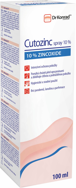 Dr Konrad Cutozinc Spray 10% zklidňující sprej pro citlivou a podrážděnou pokožku 100 ml