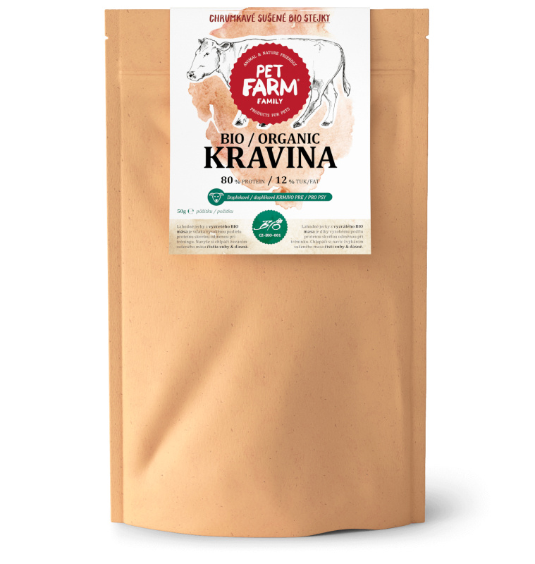 Pet Farm Family BIO Kravina stejk pro psy 50g