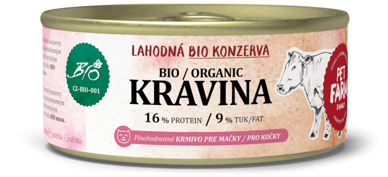 Pet Farm Family BIO Kravina konzerva pro kočky 180 g
