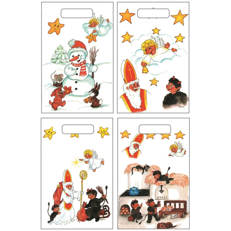 Dárková igelitová taška Mikuláš bílá, různé druhy, 32 x 20 x 8 cm