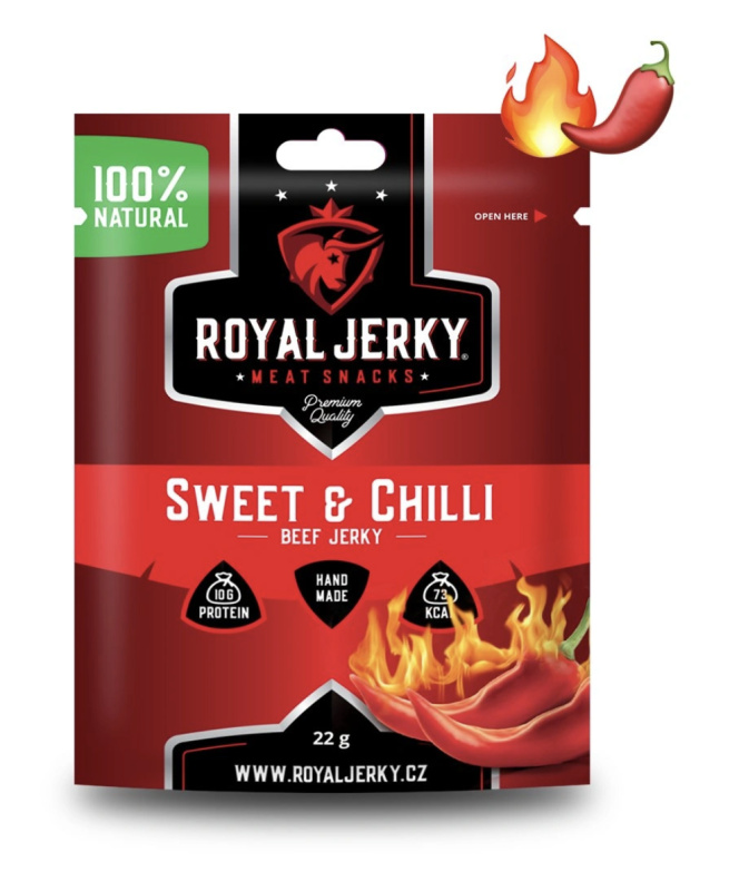 Royal Jerky Hovězí sušené maso SWEET CHILLI, 22 g
