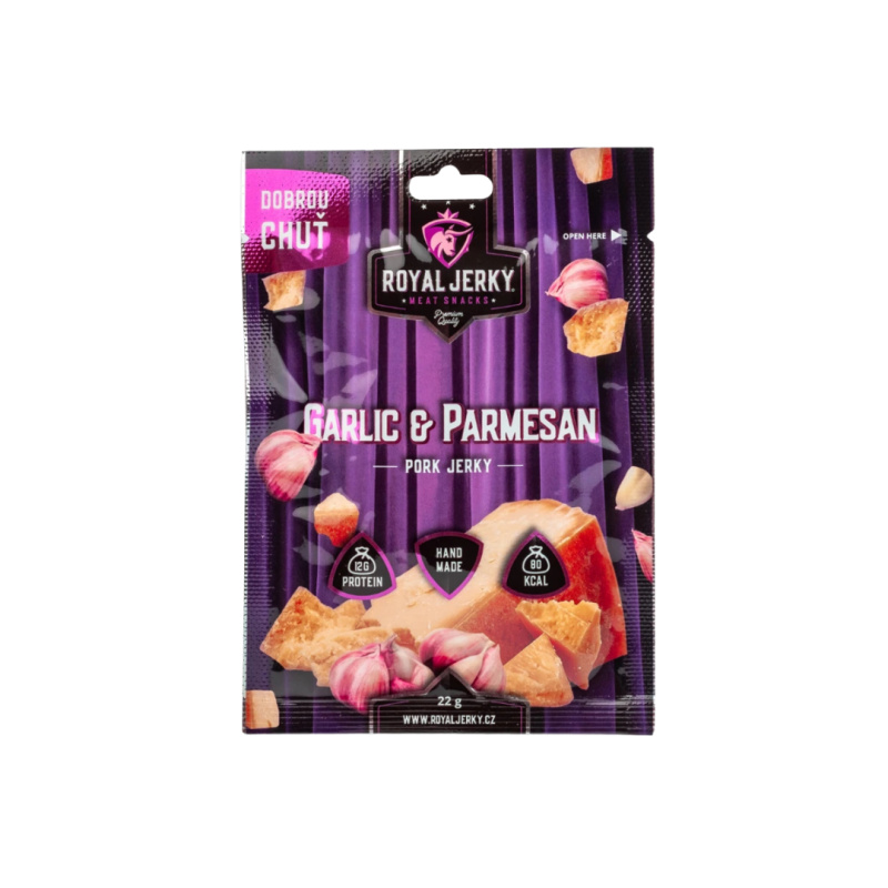 Royal Jerky Vepřové sušené maso GARLIC&PARMESAN, 22 g