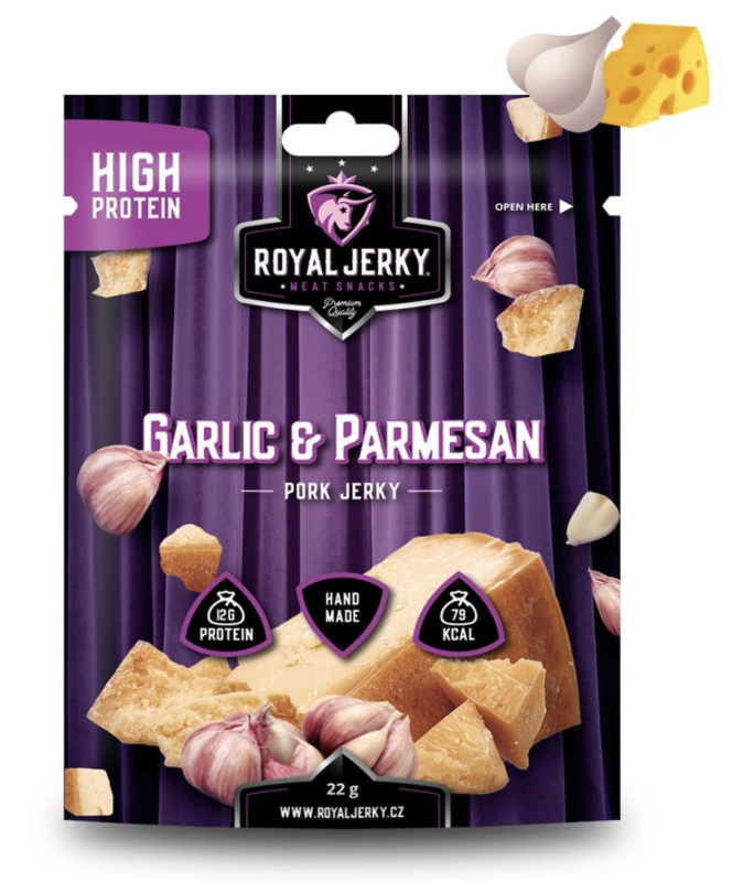 Royal Jerky Vepřové sušené maso GARLIC&PARMESAN, 22 g