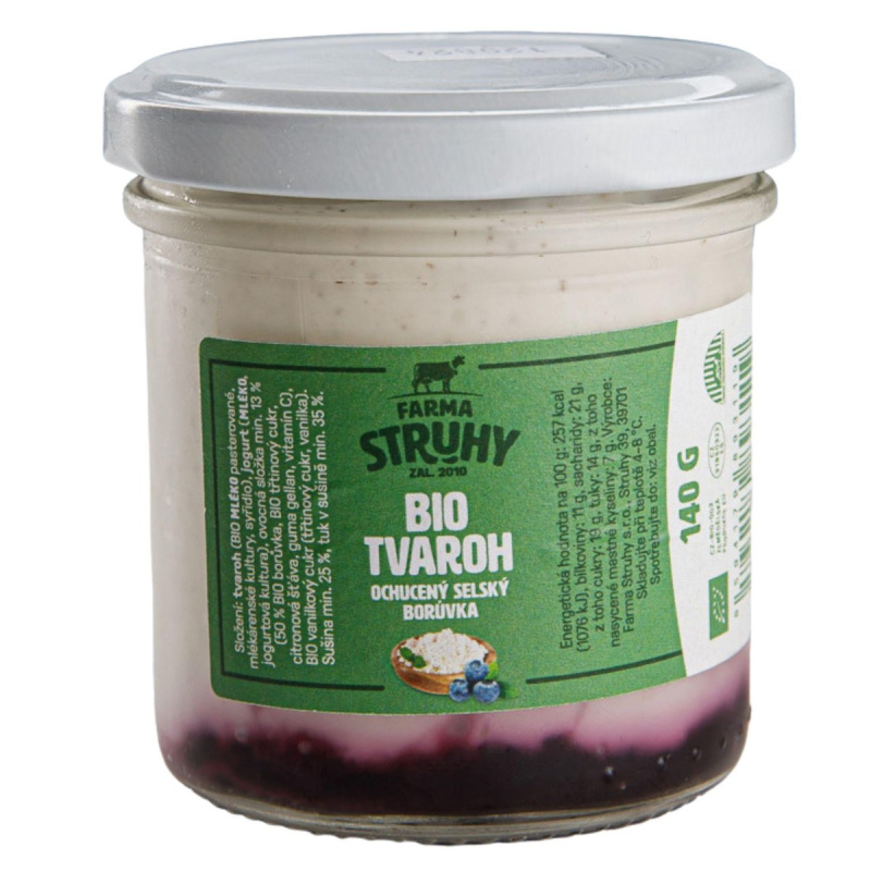 Farma Struhy BIO Selský tvaroh ochucený borůvka
