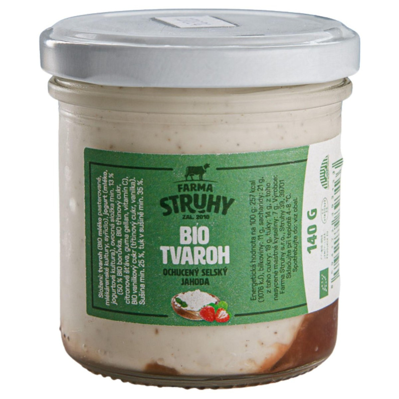 Farma Struhy BIO Selský tvaroh ochucený jahoda