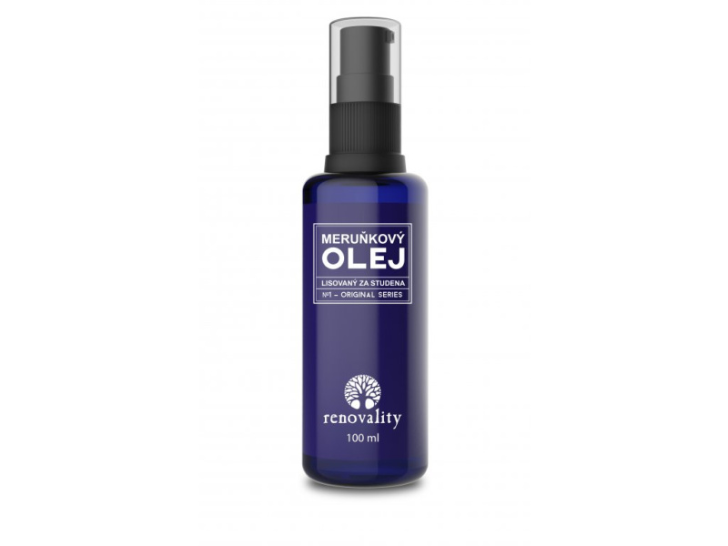 RENOVALITY Meruňkový olej za studena lisovaný s pumpičkou, 100ml