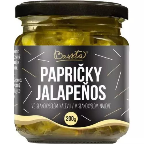 BASSTA Pálivé papričky jalapeňos ve slanokyselém nálevu 200 g