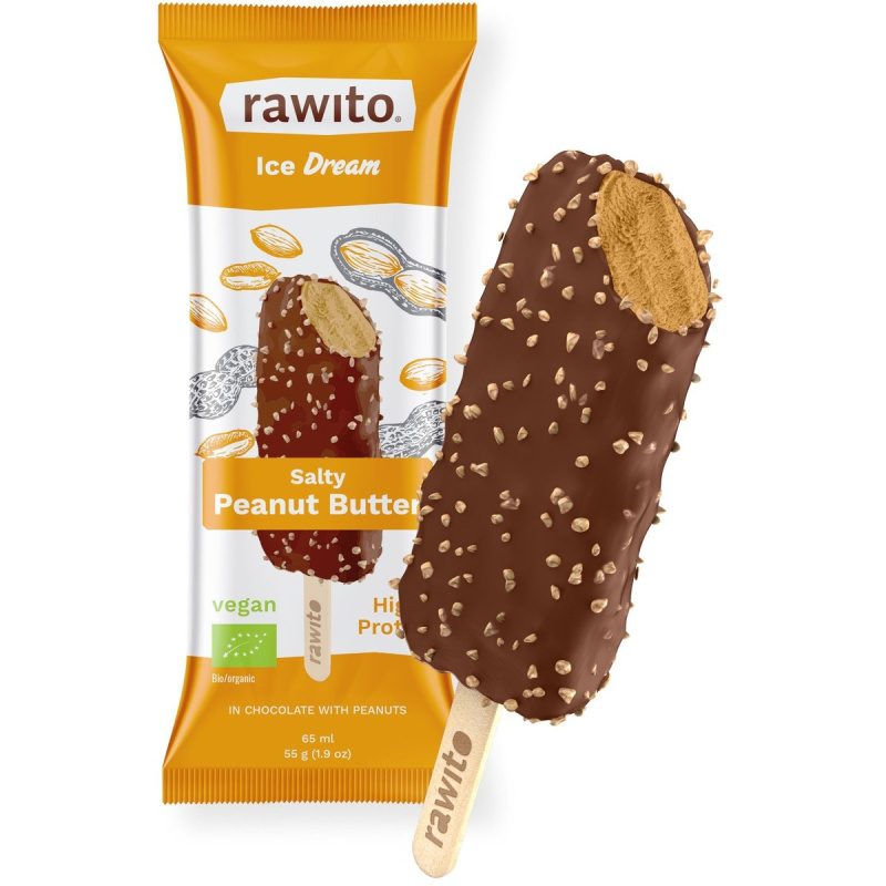 Rawito BIO Raw zmrzlina s příchutí arašídového másla v čokoládě s arašídy