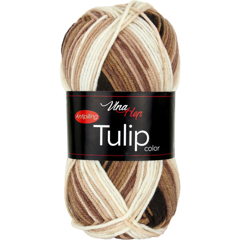 Pletací / háčkovací příze Vlna-Hep TULIP COLOR 5217 hnědo-béžová, melírovaná, antipillingová, 100g/170m