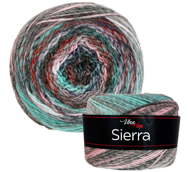 Pletací / háčkovací příze Vlna-Hep SIERRA 7201 zeleno-růžová, melírovaná, efektní 150g/450m