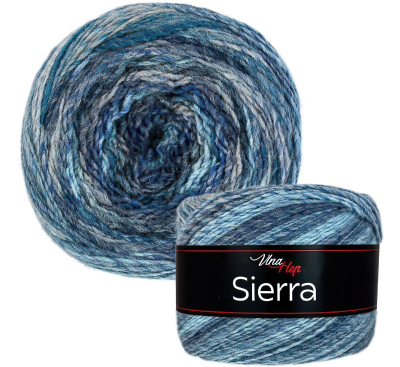 Pletací / háčkovací příze Vlna-Hep SIERRA 7203 modrá, melírovaná, efektní 150g/450m