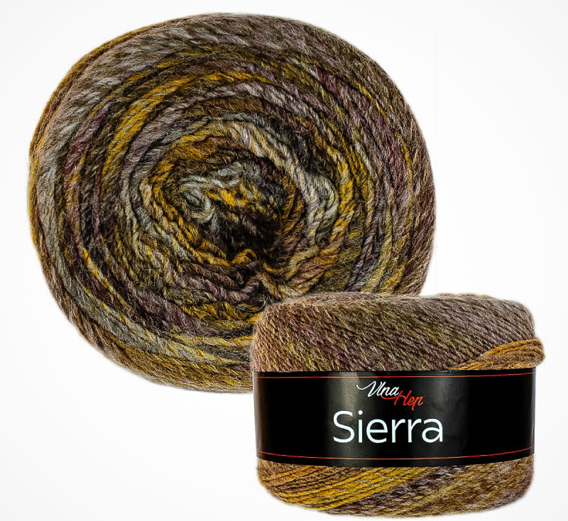 Pletací / háčkovací příze Vlna-Hep SIERRA 7207 hnědo-žlutá, melírovaná, efektní 150g/450m