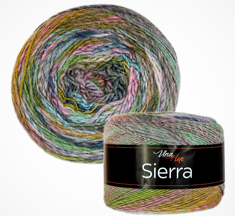 Pletací / háčkovací příze Vlna-Hep SIERRA 7208 šedo-žluto-zelená, melírovaná, efektní 150g/450m